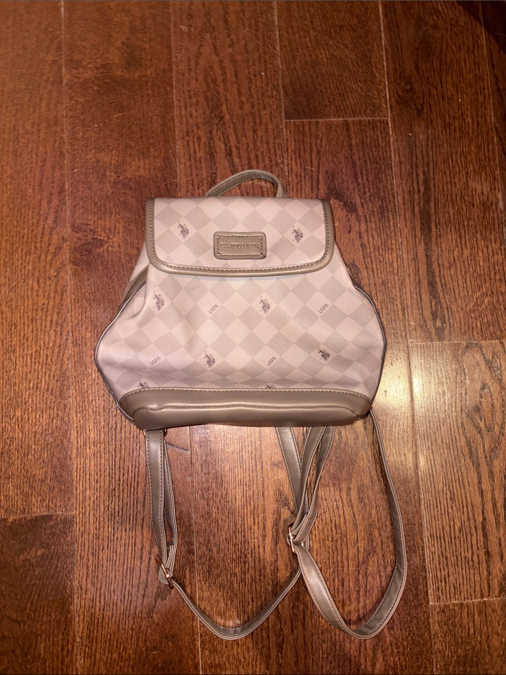 U.S. Polo Assn. Grey Checker Mini Backpack